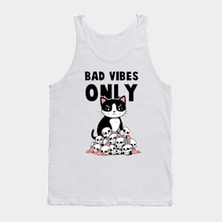 Bad Vibes Only Funny Cat Tank Top